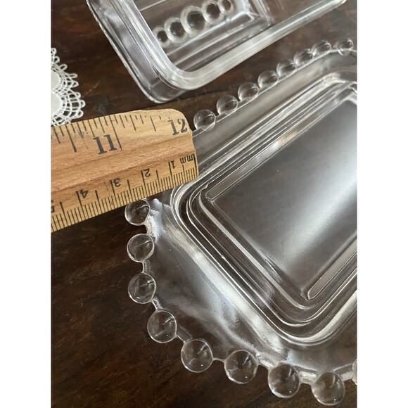 Vintage Imperial Candlewick Covered Butter Dish Beaded Bauble Clear - Picture 9 of 10